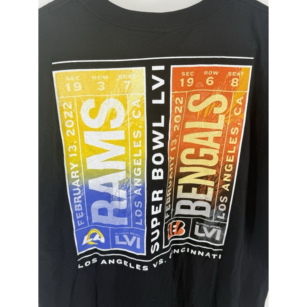 Rams vs Bengals Shirt Mens Large Black Superbowl Los Angeles Cincinnati - Picture 5 of 9